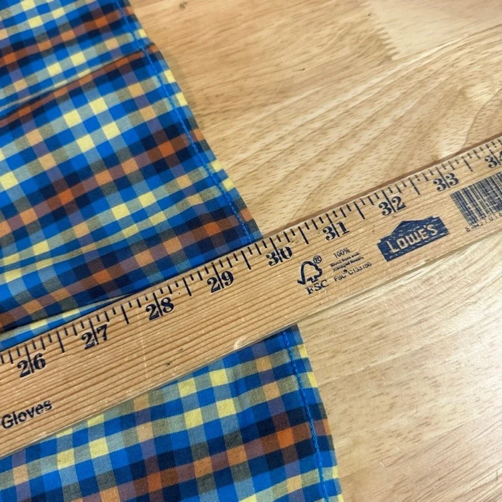 The North Face Mens Large Short Sleeve Button Up Blue Western Plaid Shirt
